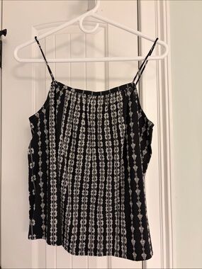Lou & Grey Black Tank with White Vertical Print